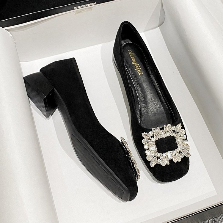Versatile Commuter Womens Shoes French-style Square-toe Elegant Low-heeled Pumps foto 3