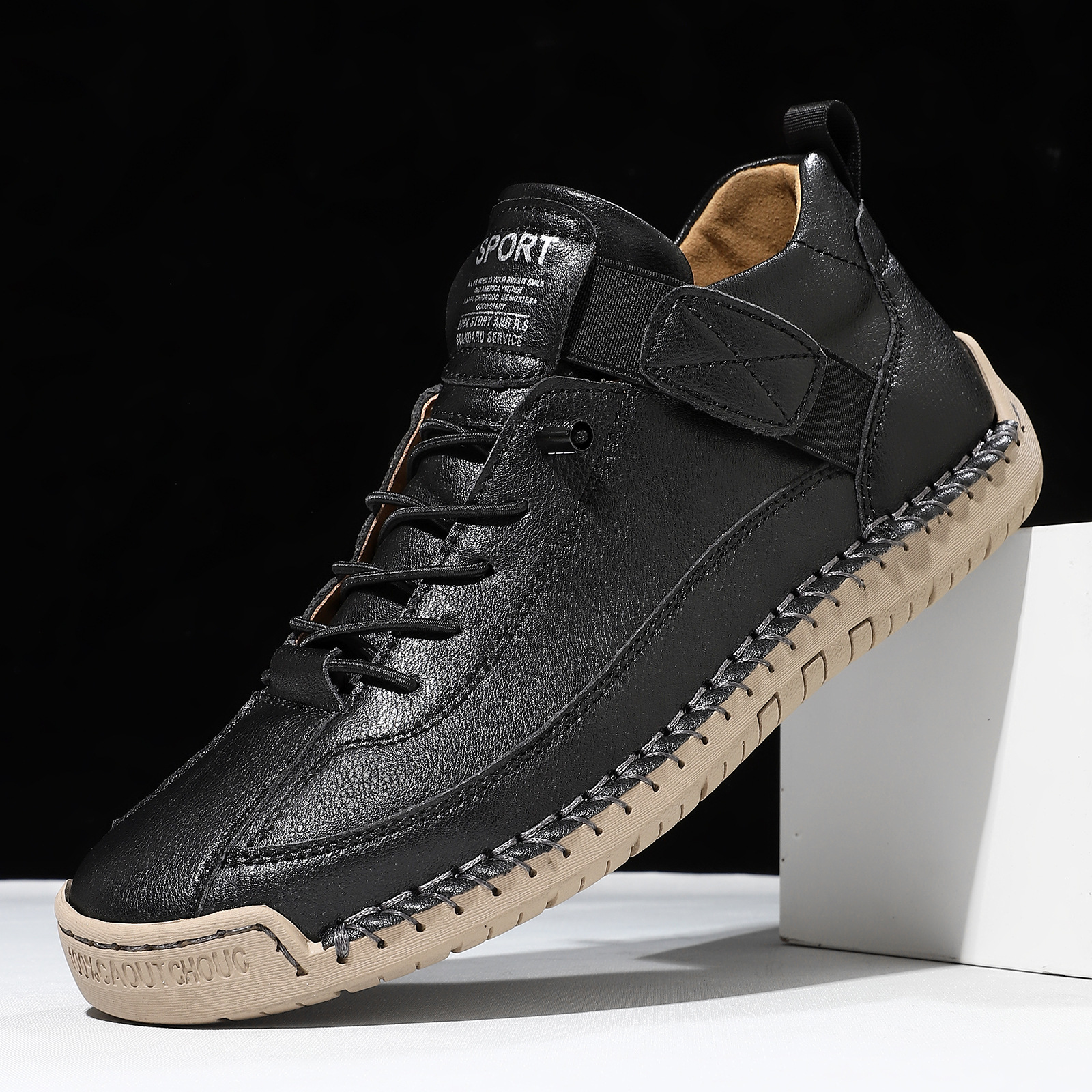 AutumnWinter Flat-Soled Casual Hand-Stitched Mens Shoes foto 4