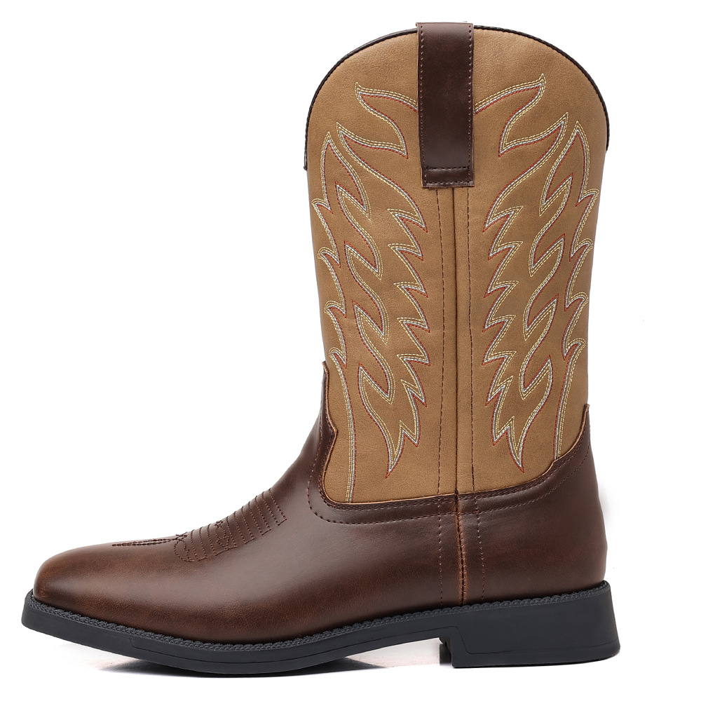 Retro Wide Head Western Cowboy Boot foto 2