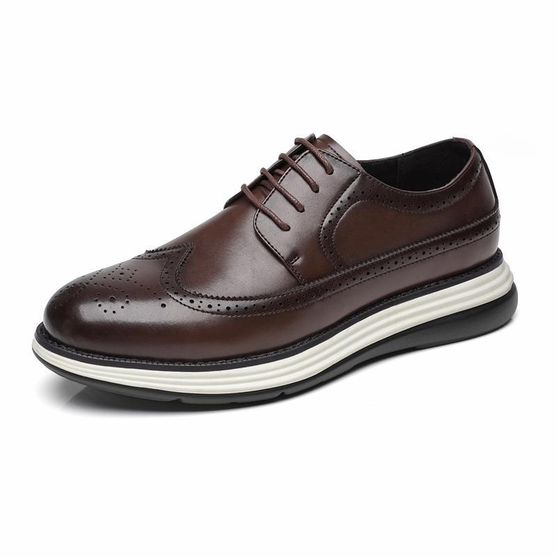 Ultra-fiber Thick-soled Trendy Men's Business Leather Shoes Comfortable And Casual foto 5