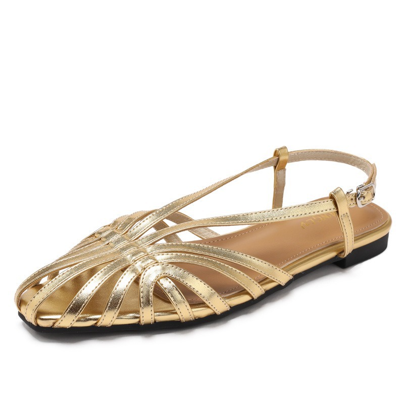 Fashionable Retro Woven Hollowed-Out Wedge Closed-Toe Sandals For Women foto 2