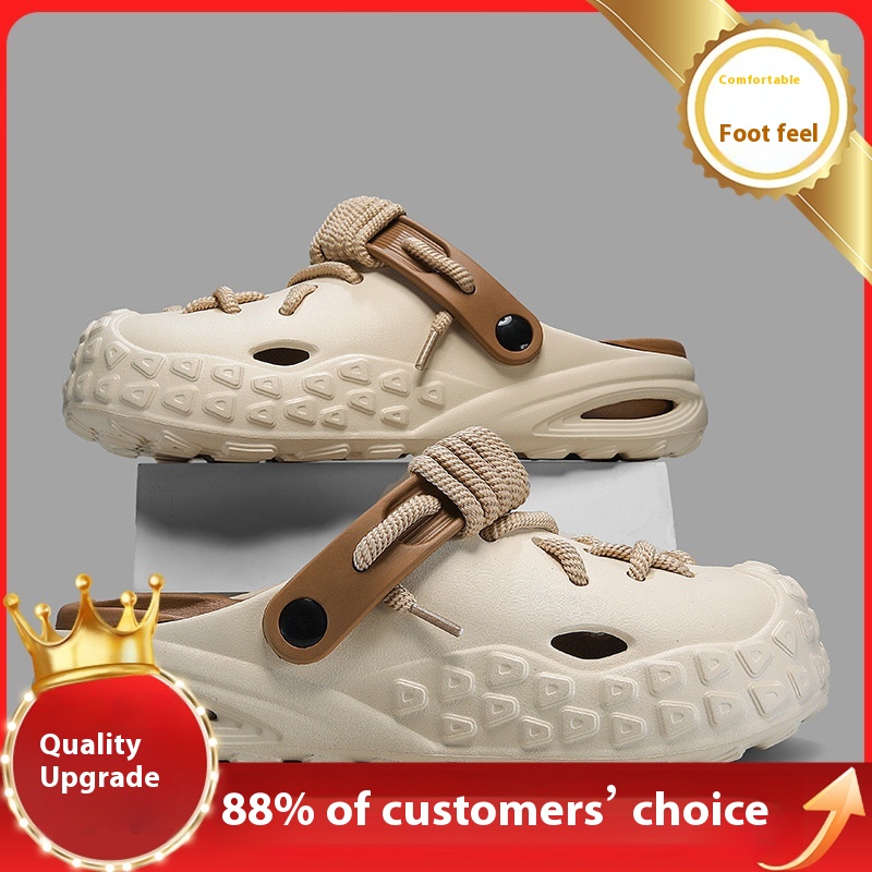 Hole Shoes Men's Summer Outdoor Closed Toe Poop Feeling Couple Half Slippers Beach Sandals foto 5