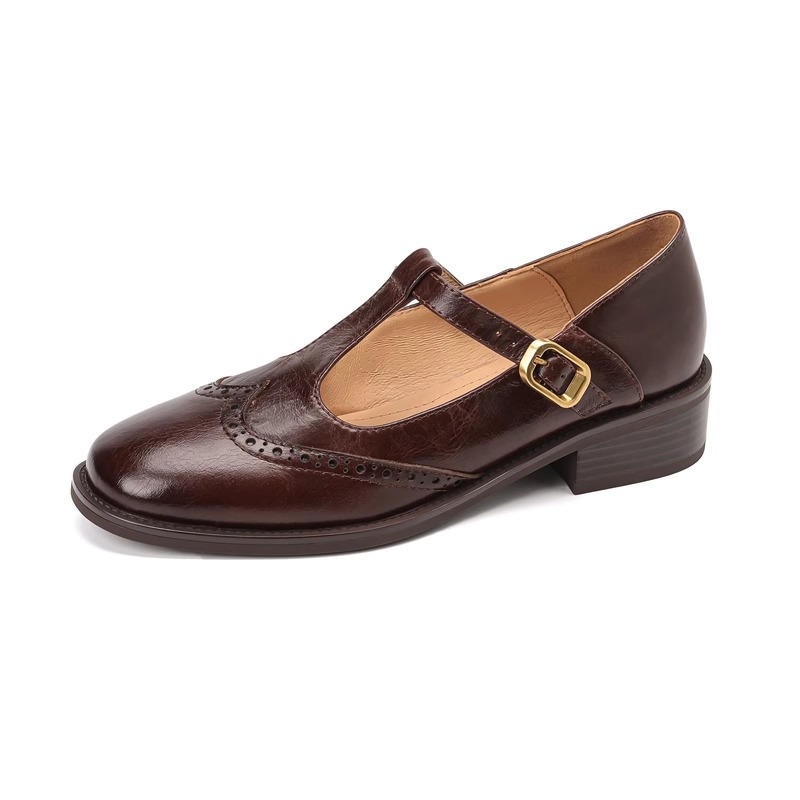 Vintage Brogue British Style Chunky Heel Pumps foto 2
