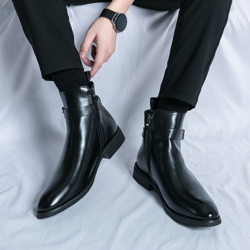 Plus Size Chelsea Boots Men's Fashion High-top Leather Shoes foto 3
