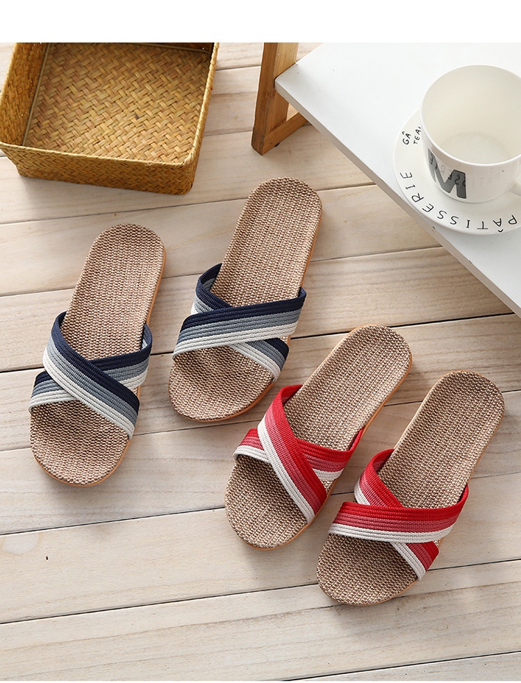 Linen Slippers Home Couple Indoor Wooden Floor Home Thick-soled foto 5