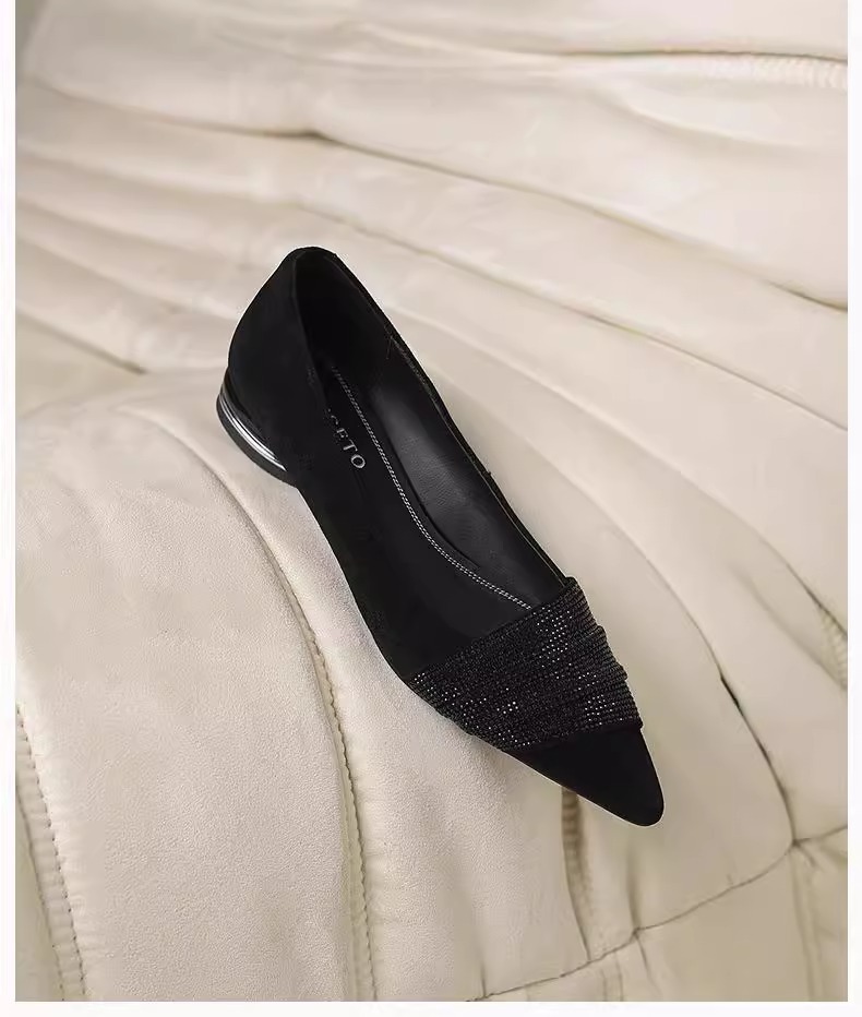 Pointed-toe Rhinestone Slip-on Low-cut Womens Shoes foto 5