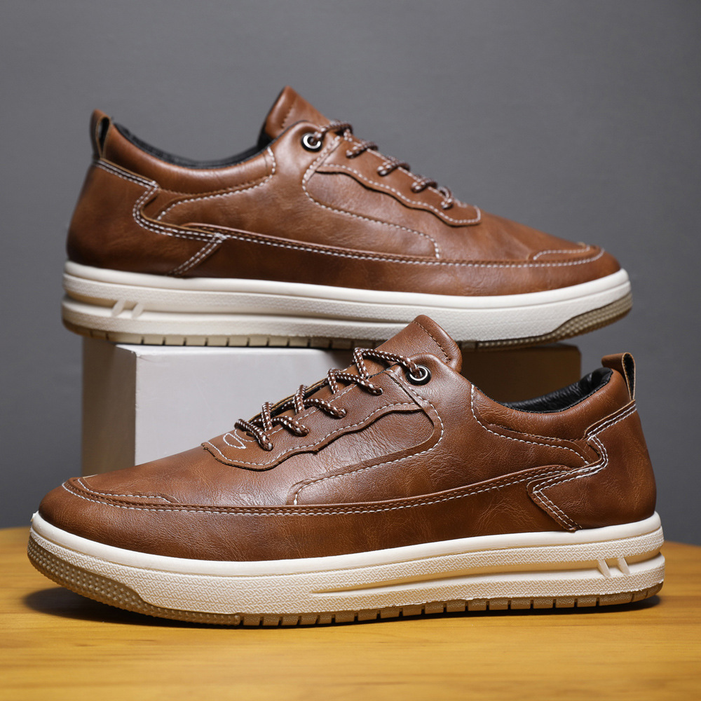 Leather Surface Men's Low-top Sneakers Warm Casual Shoes foto 4