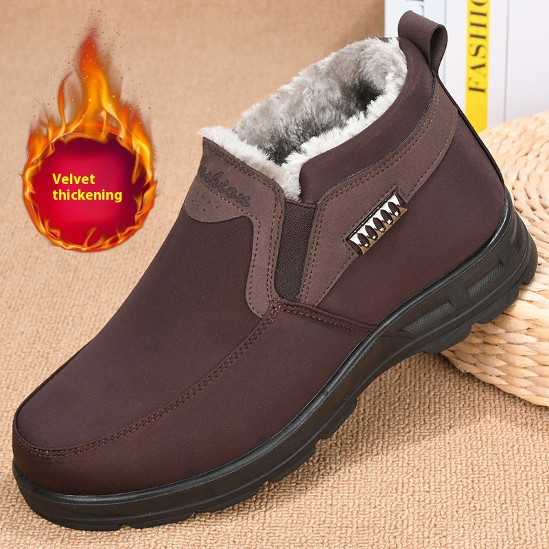 Winter Fleece-lined Thick Waterproof Warm Men's Cotton Shoes foto 4