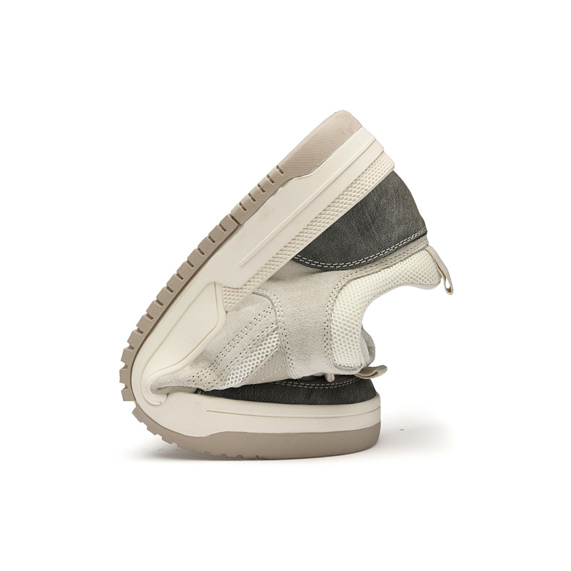 Low-cut Pigskin Mesh Men's Board Shoes Front Lace-up foto 2