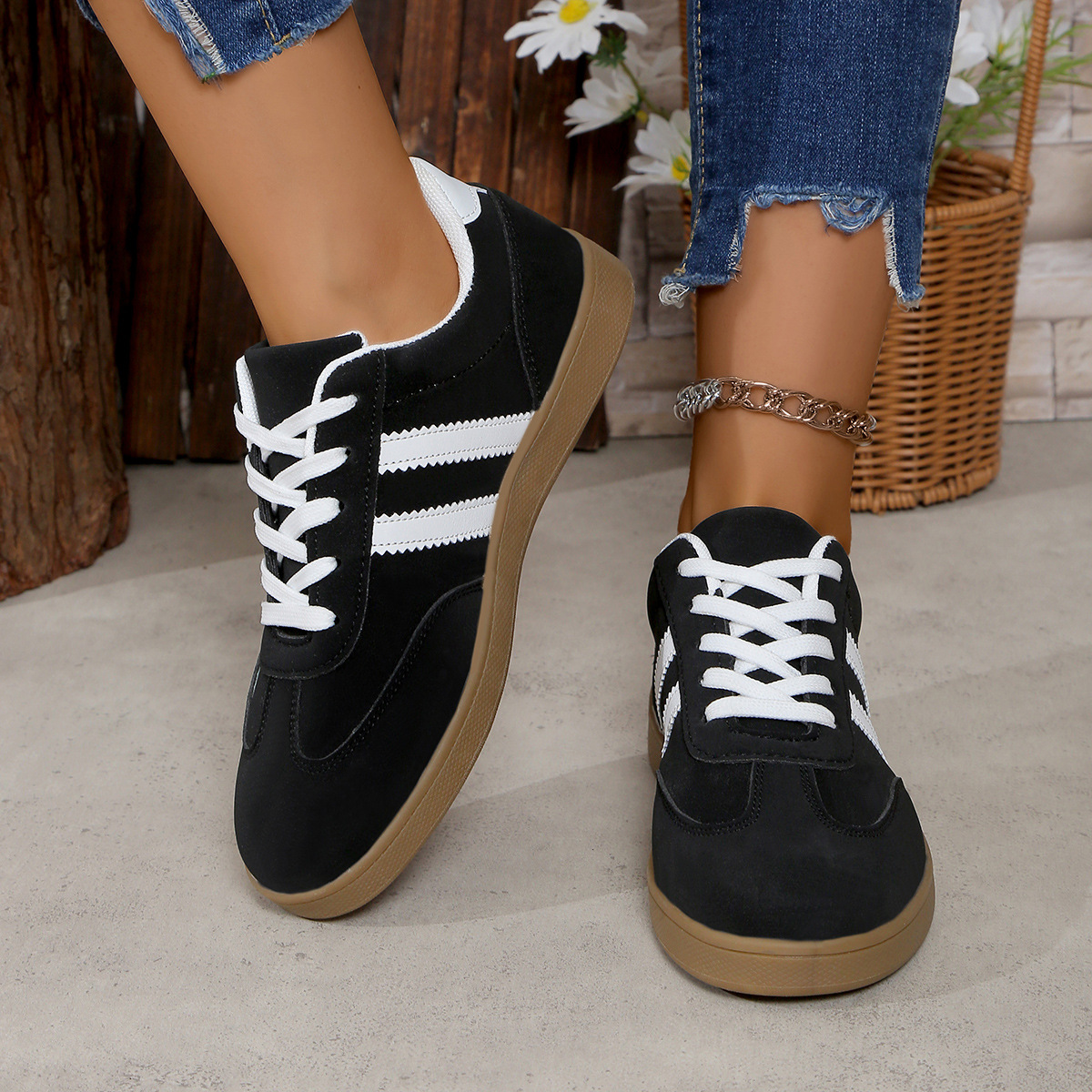 Retro All-Match Color-Block Soft-Soled SpringAutumn New Womens Sneakers