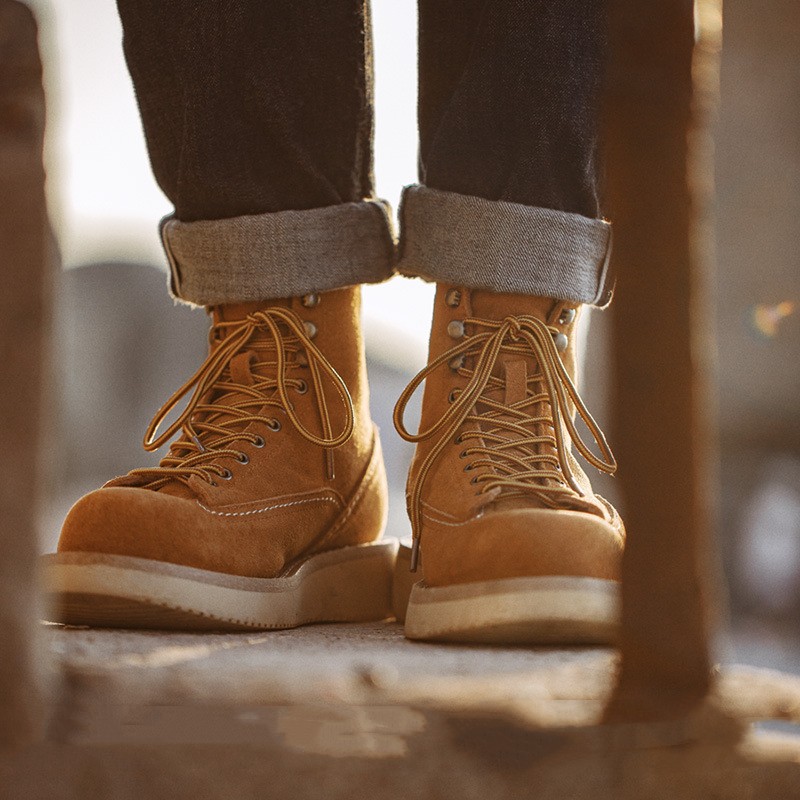 Retro American Mid-top Suede Leather Boots foto 3