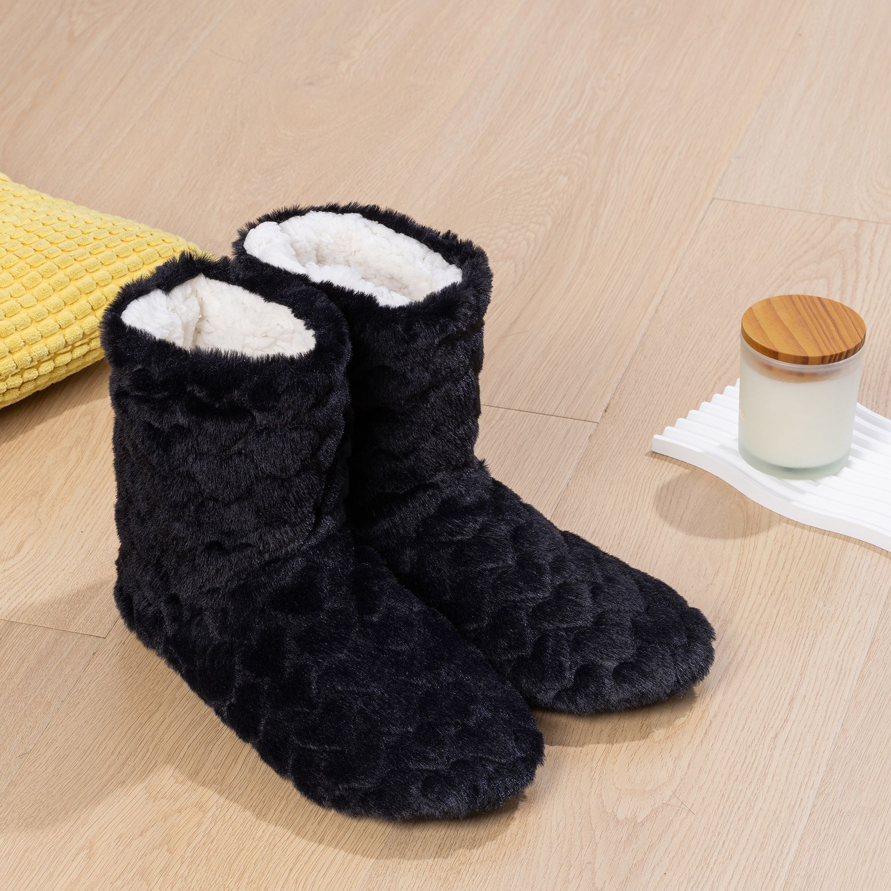 Thickened Fleece-Lined Indoor Shoes Dance High-Top Floor Boots foto 4