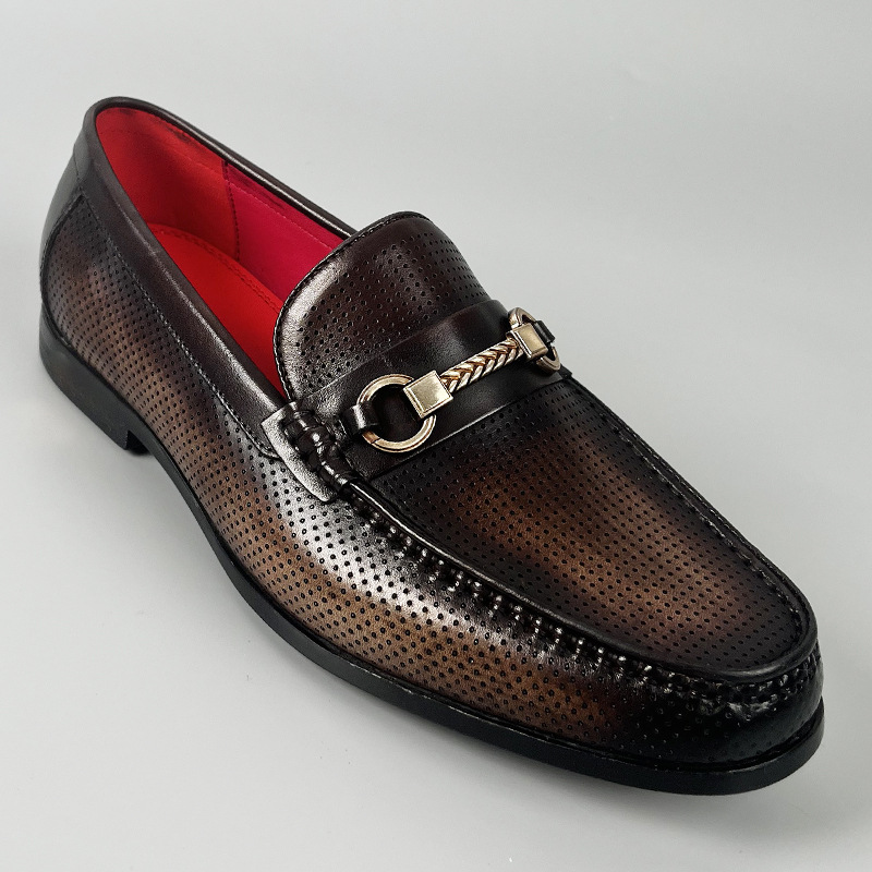 Business-casual Leather Shoes Fashionable Horsebit Buckle Design Summer Hollow-out Style foto 5
