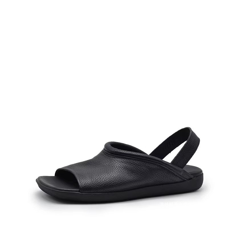 Soft-leather Square-toe Flat-heeled Womens Open-toe Roman-style All-match Beach Sandals For Outdoor Wear foto 2