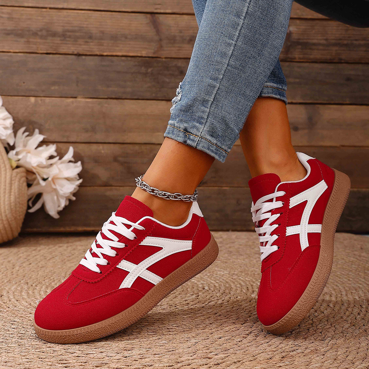 Large Size Color Blocked Round Toe Women's Shoes foto 2