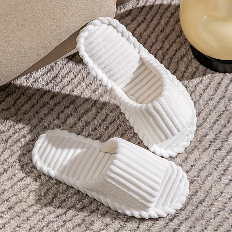 Men's Corduroy Striped Open Universal Indoor Corduroy Slippers foto 3
