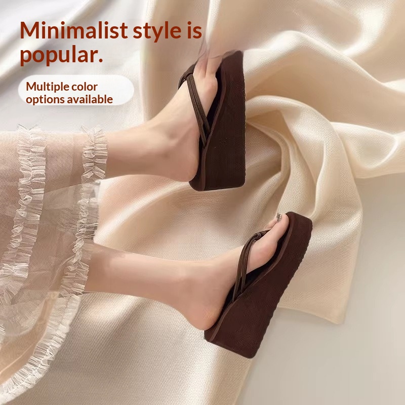 Girly Wedge-heeled Platform All-match Waterproof Flip-flops foto 2