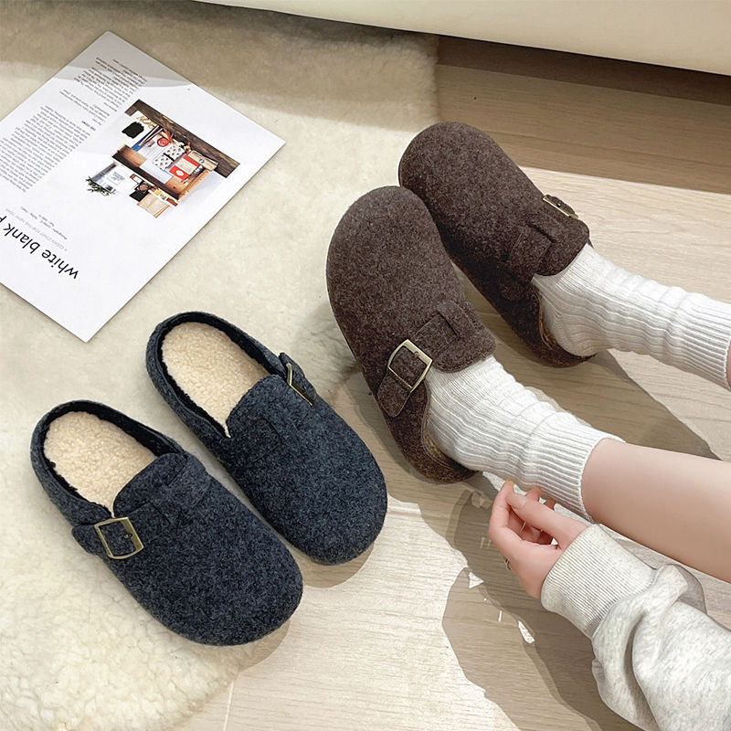 Womens Stylish Casual Wool And Cotton Slippers foto 4