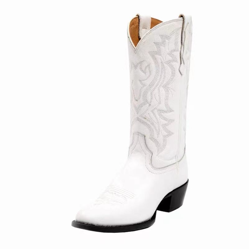 High-Heeled Embroidered Western Cowboy Soft-Leather Over-the-Knee Boots For Early Autumn foto 4