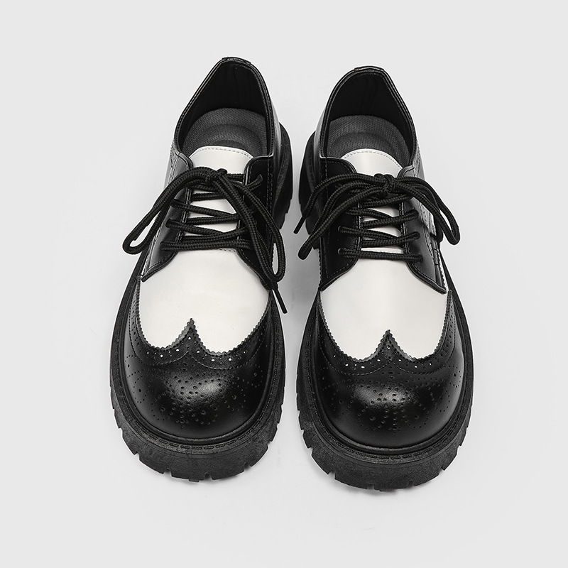 Black Carved Brogue Big Toe Casual Leather Shoes Men foto 5