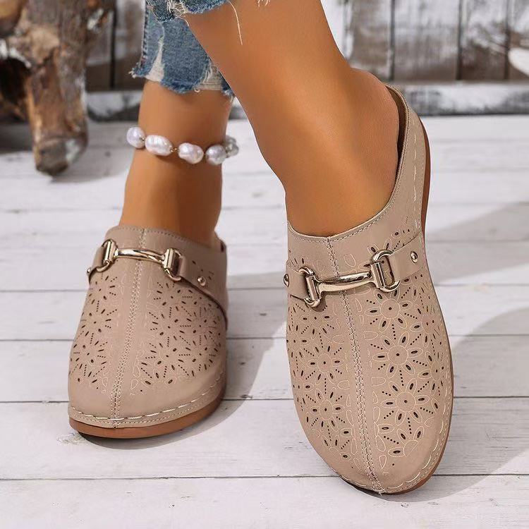 Summer New Closed Toe Metal Buckle Hollowed Women's Shoes foto 4