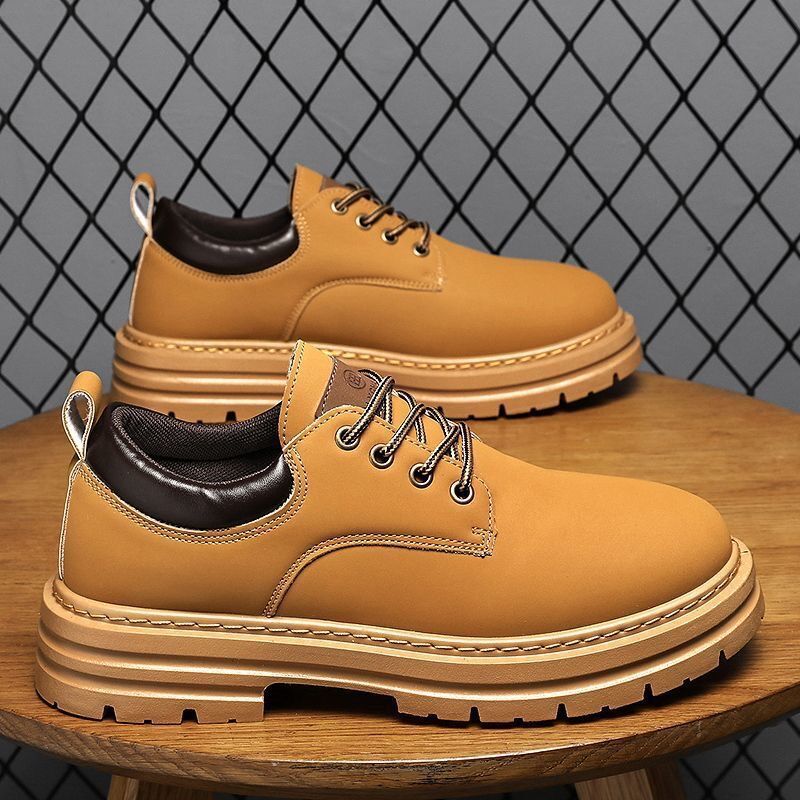 Autumn New Breathable Martin Men's Platform Leather Shoes Casual Boots foto 5