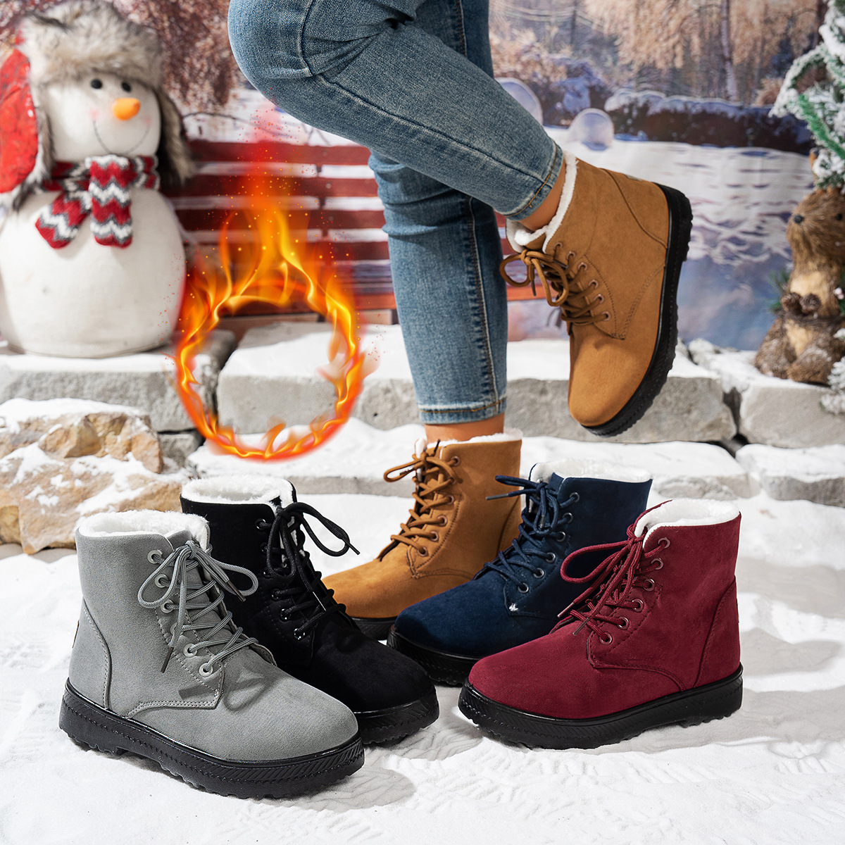 Women's Lightweight Non-slip Lace-up Thickened Warm Snow Boots foto 5