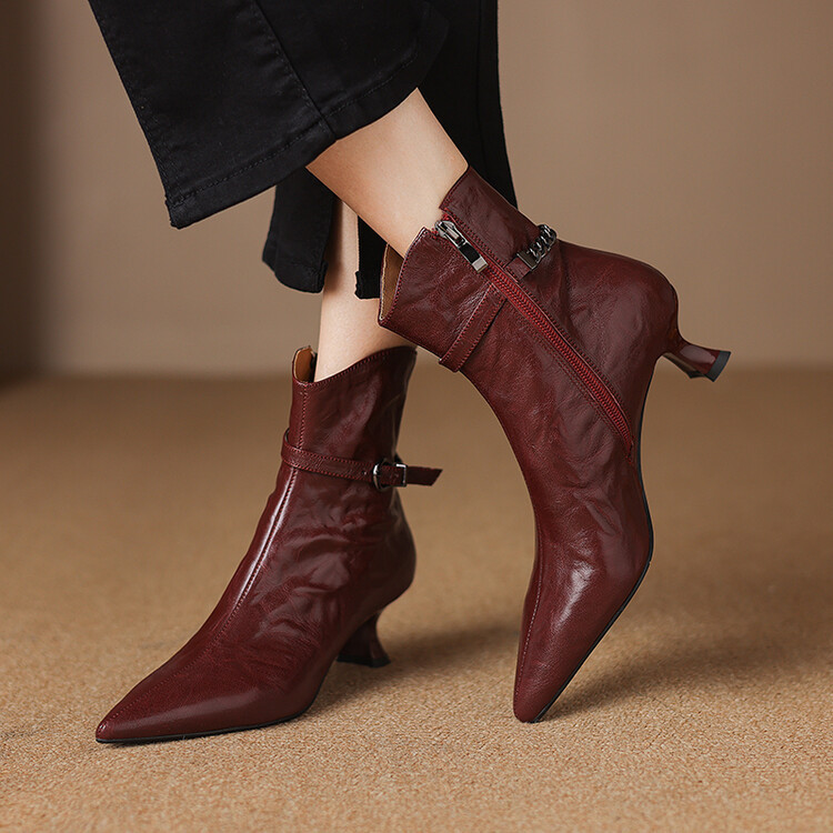Womens French-style Pointed-toe Stiletto Ankle Boots foto 5