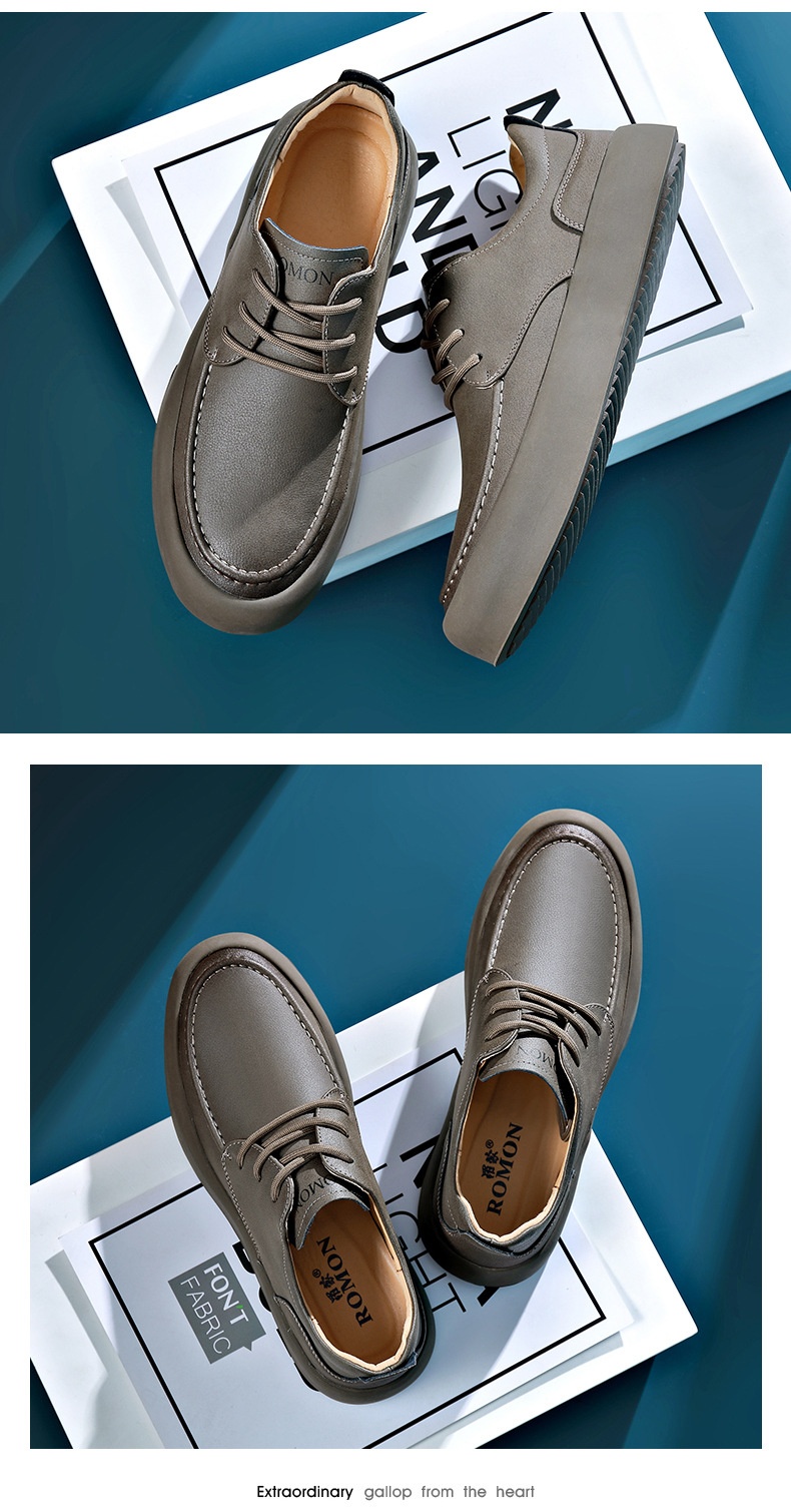 Men's Leather Flat Bottom Casual Sneakers foto 4