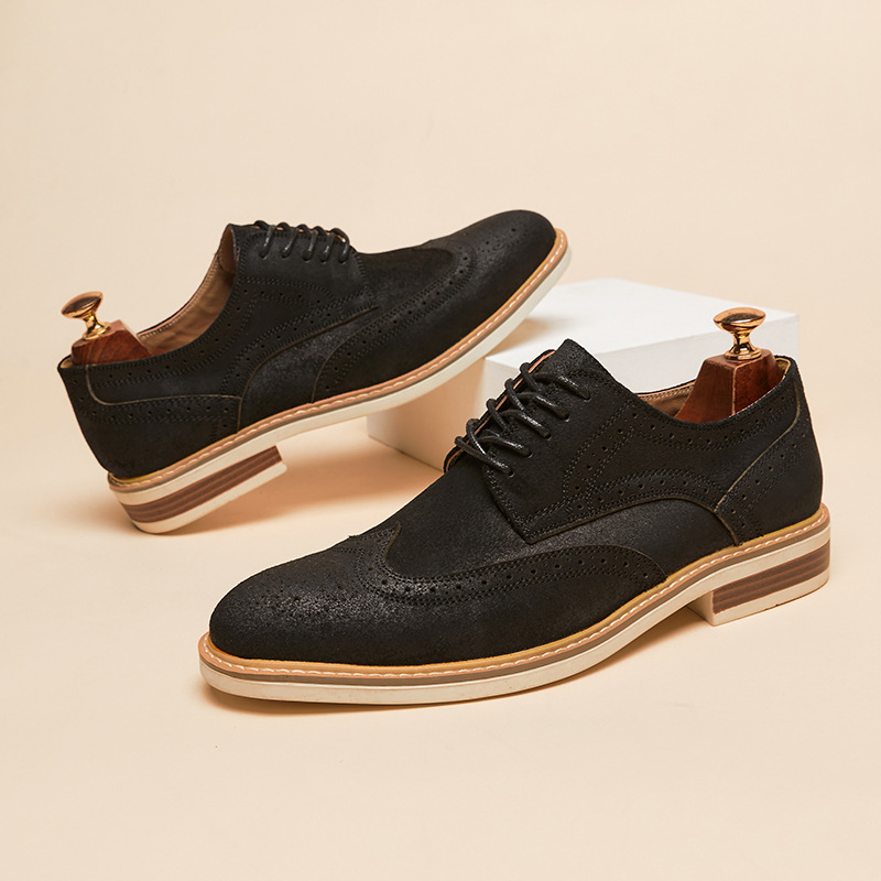 New Spring And Summer Genuine Leather Cow Suede Brogue Formal Business Men's Leather Shoes foto 4