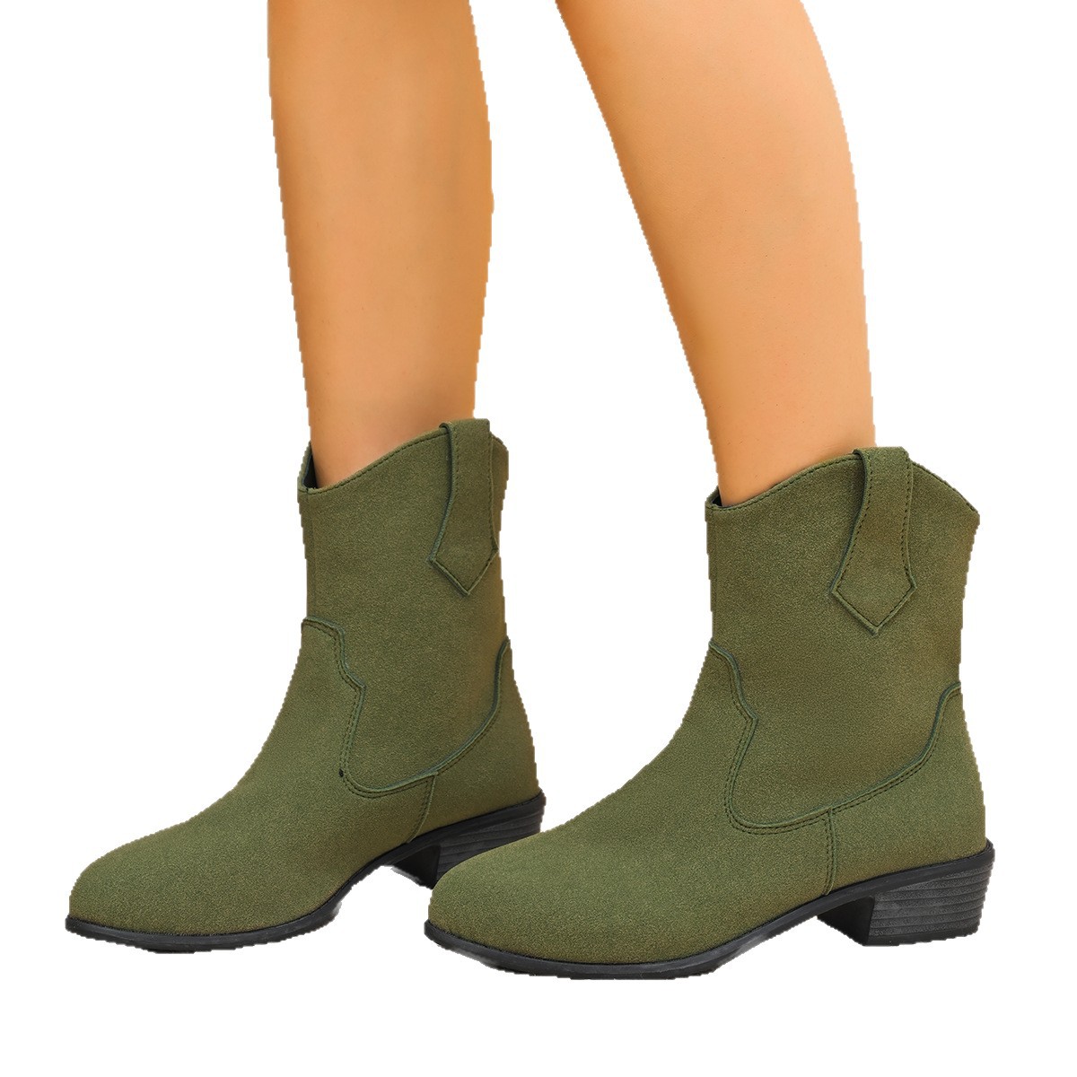 New Pointed British Style Mid Heel Boots foto 2