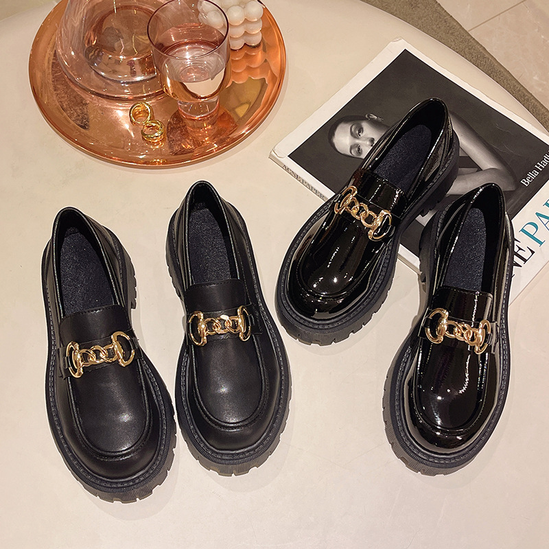British Retro Style Round Toe Shoes foto 2