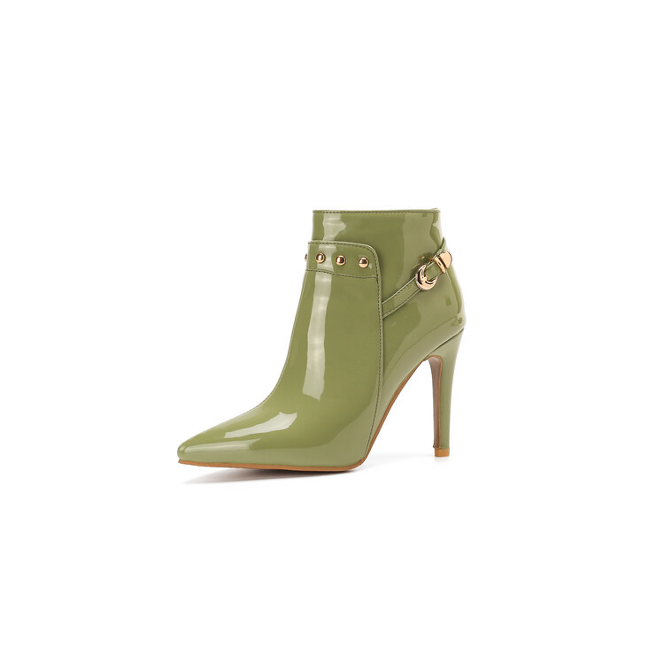 Stiletto-heeled Pointed-toe Low-cut Boots With Metal Studs foto 2
