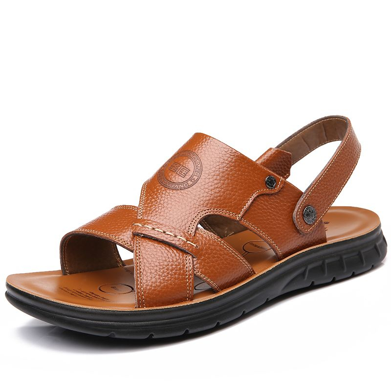 Mens Beach Shoes Genuine Leather Mens Sandals, New-style Casual Non-slip Slippers foto 3