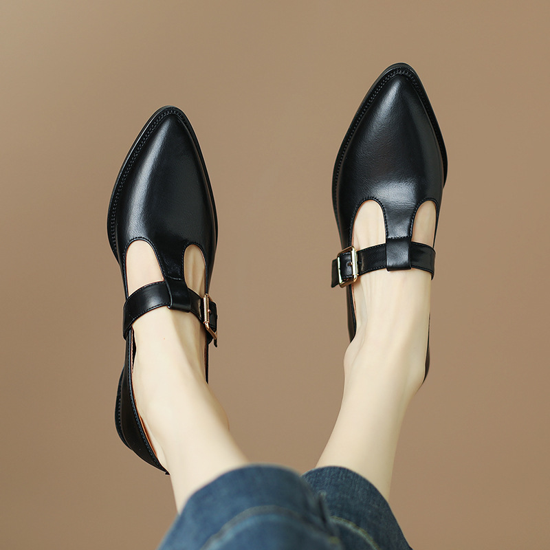 Chunky Heel New Soft Leather British Leather Shoes foto 2