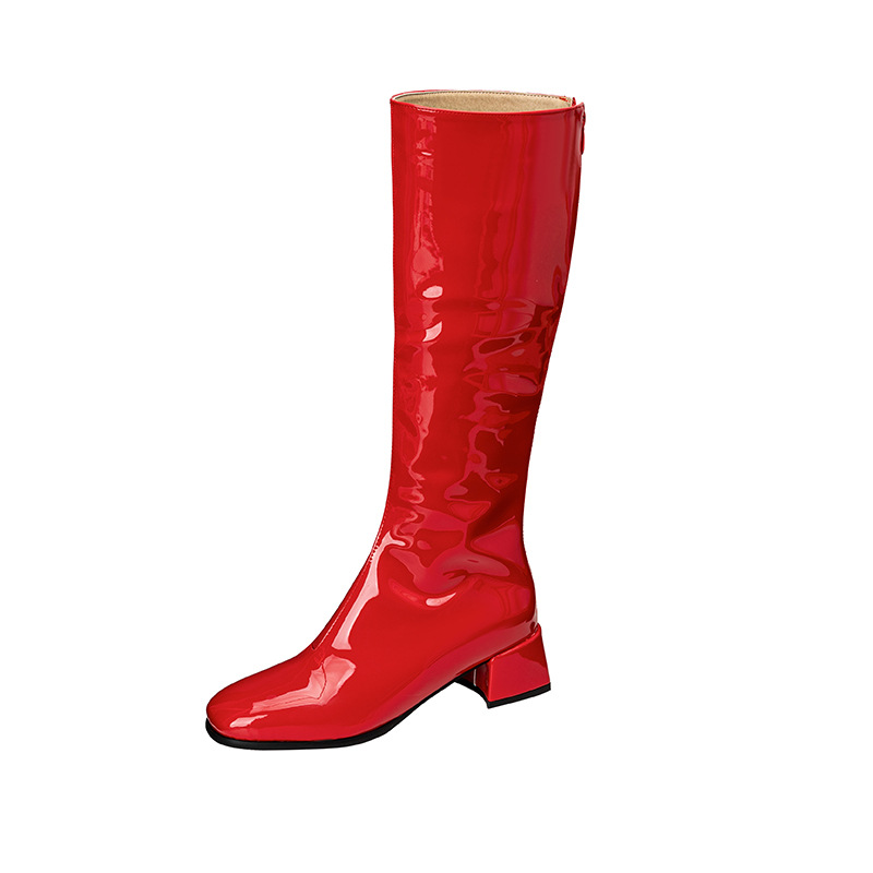Womens Stylish Chunky-heeled Square-toe Over-the-knee Boots foto 4