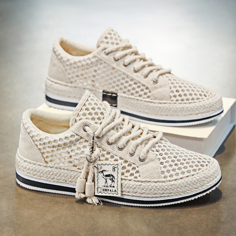 New Large Hole Mesh Summer Breathable Lightweight And Thin Type Mesh Surface Mesh Shoes Men foto 3