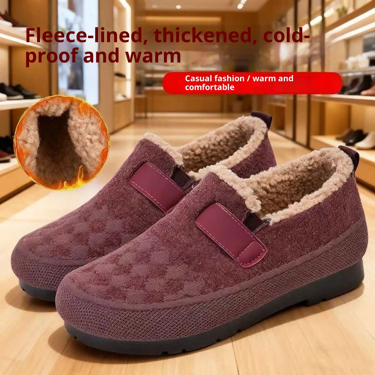 Winter Fleece-lined Old Beijing Cloth Shoes For Women foto 3