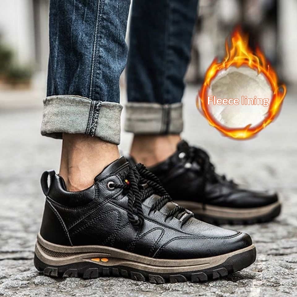 Men's Soft-soled Non-slip Cotton Leather Shoes For Winter foto 2