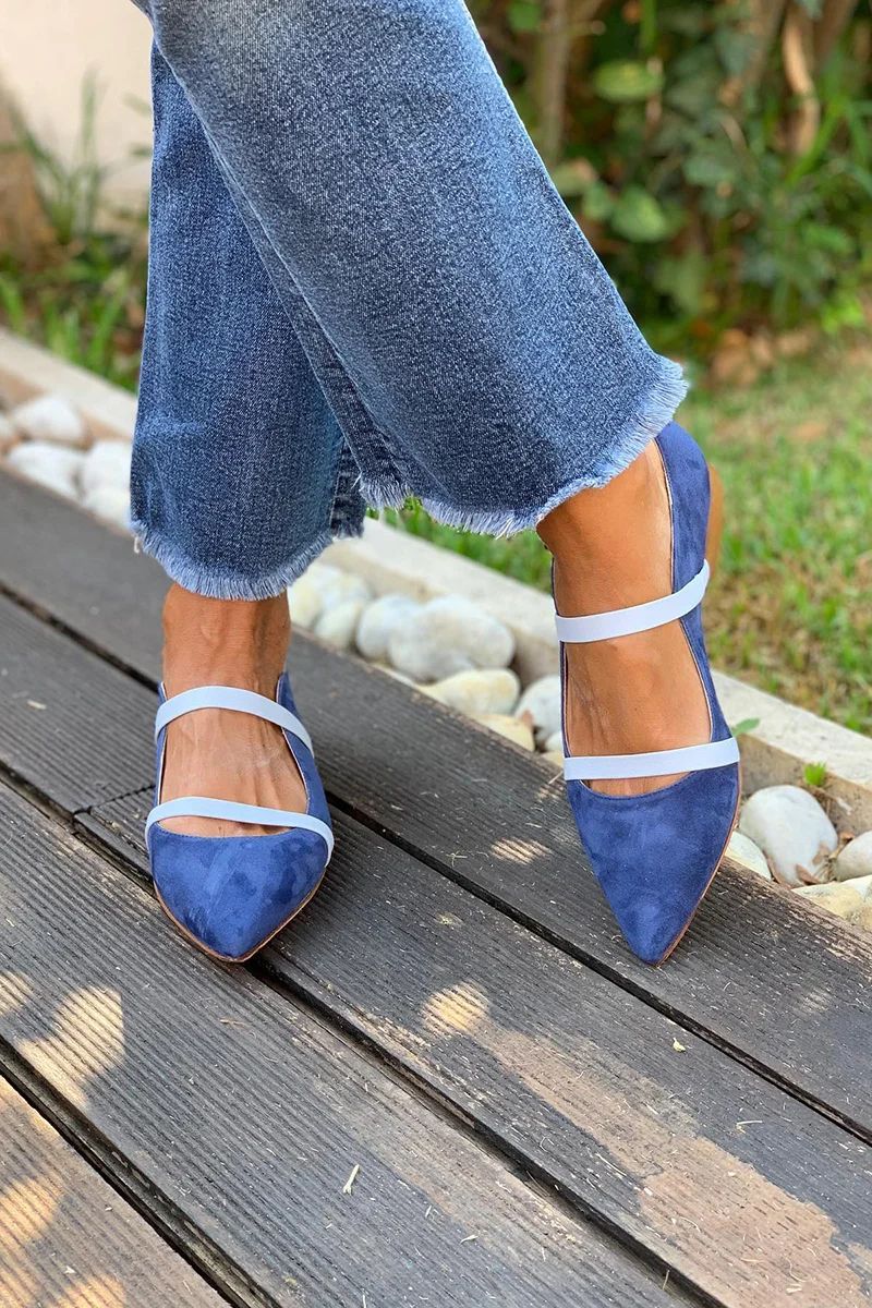 Womens Pointed-toe Low-cut Suede Shoes With Two Thin Straps foto 4