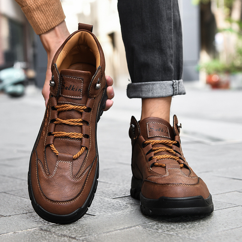 Men's High Top Loafers Non Slip Breathable Latex Insole Hiking Shoes foto 2