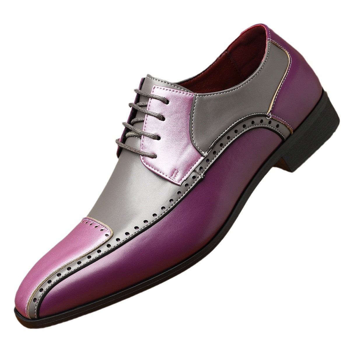 Men's Trendy Non-slip Breathable Leather Shoes Color Matching Business foto 3