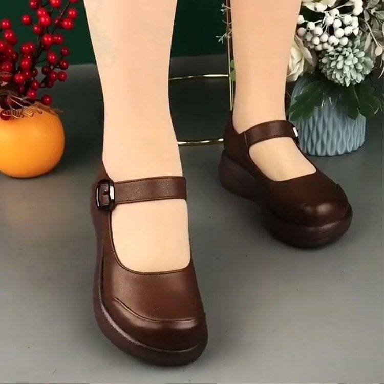 Women's Soft Leather Thick-soled Low-cut Shoes foto 4