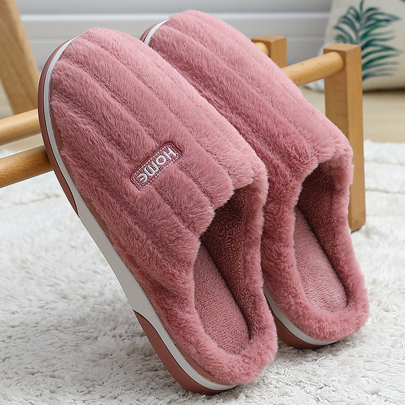 Home Cotton Slippers Women's Winter Plus Size Striped Plush Indoor foto 4