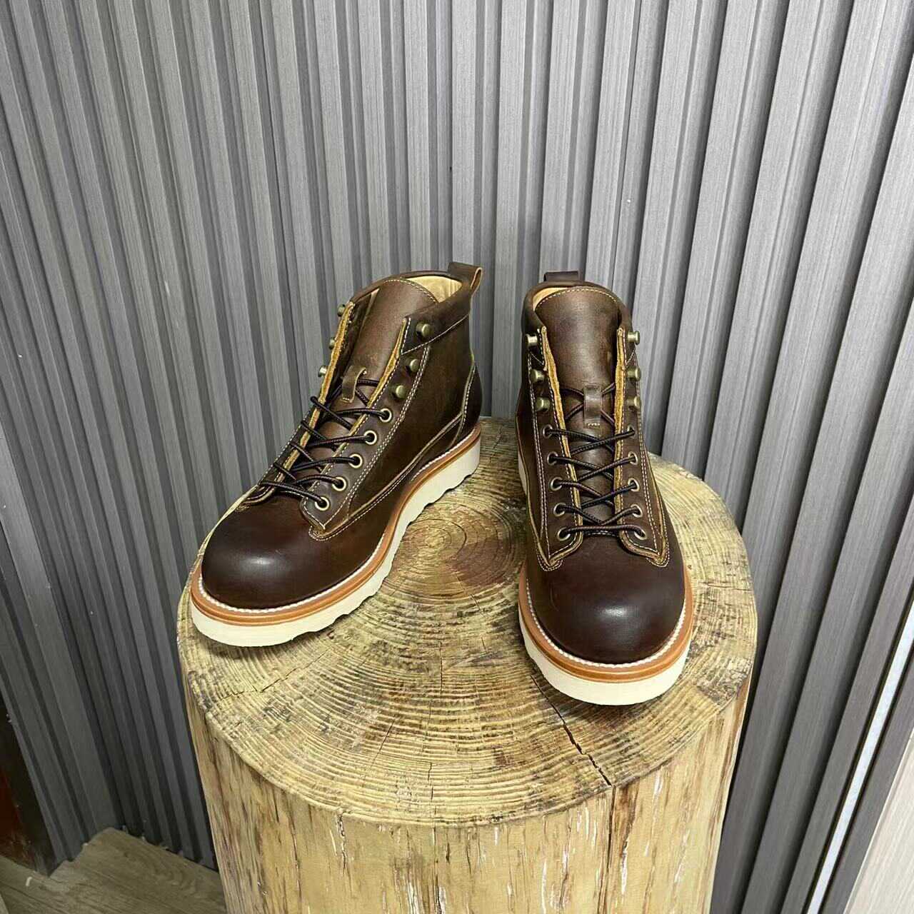 Retro Style Worker Boot Men's High-top Leather Motorcycle Boots foto 5