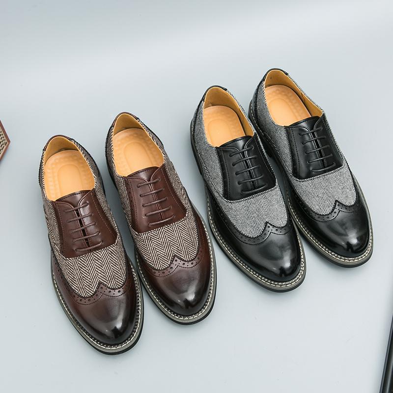 Fashion Brogue Men's Korean-style Casual Formal Wear Leather Shoes foto 2