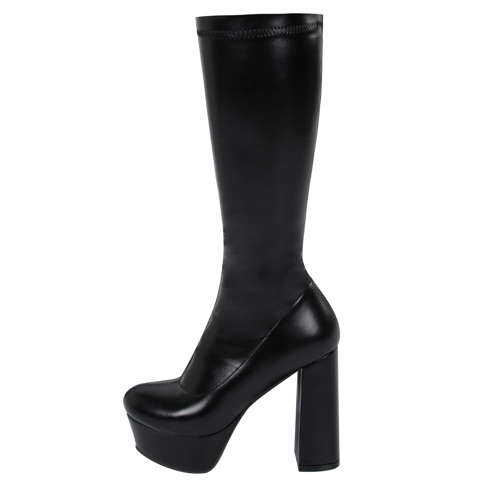 High-elasticity Mid-calf Womens Leather Boots With A Leopard Print foto 3