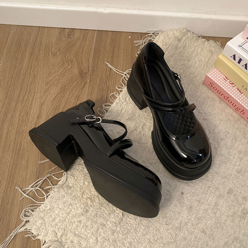 Black Japanese Sweet Cool Style Jk Leather Shoes For Women foto 3
