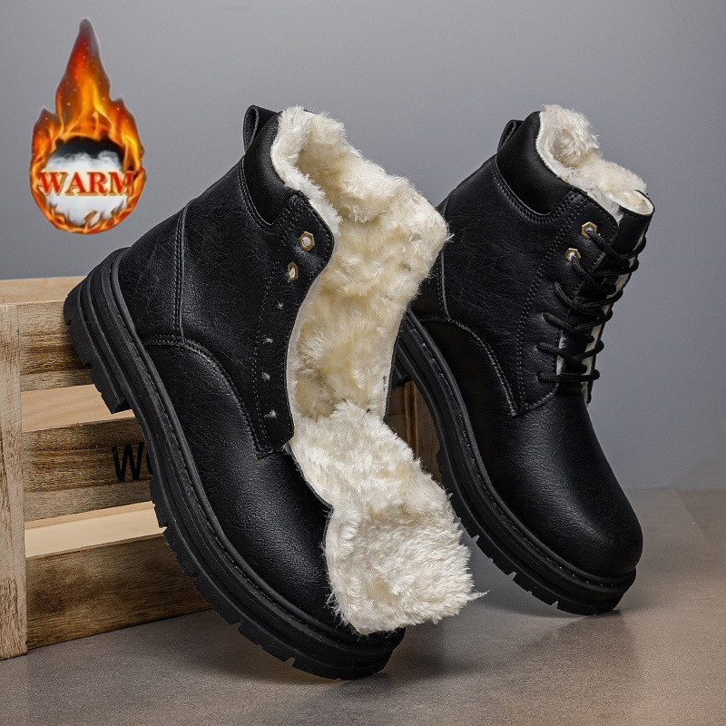 Mens Warm Winter Western Cowboy Boots With Thick Sole In A Retro Style foto 2