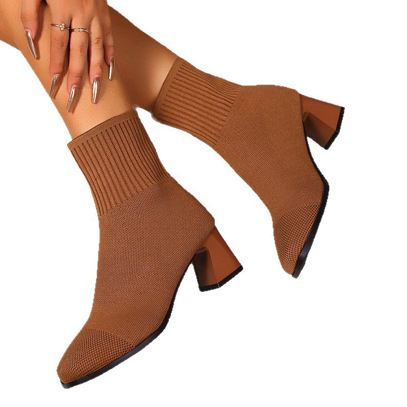 Womens Knitted Ankle Sock Boots For Autumn foto 4